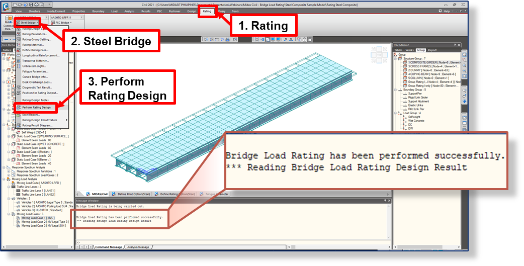 Bridge Load Rating of Steel Composite Bridge as per AASHTO LRFR